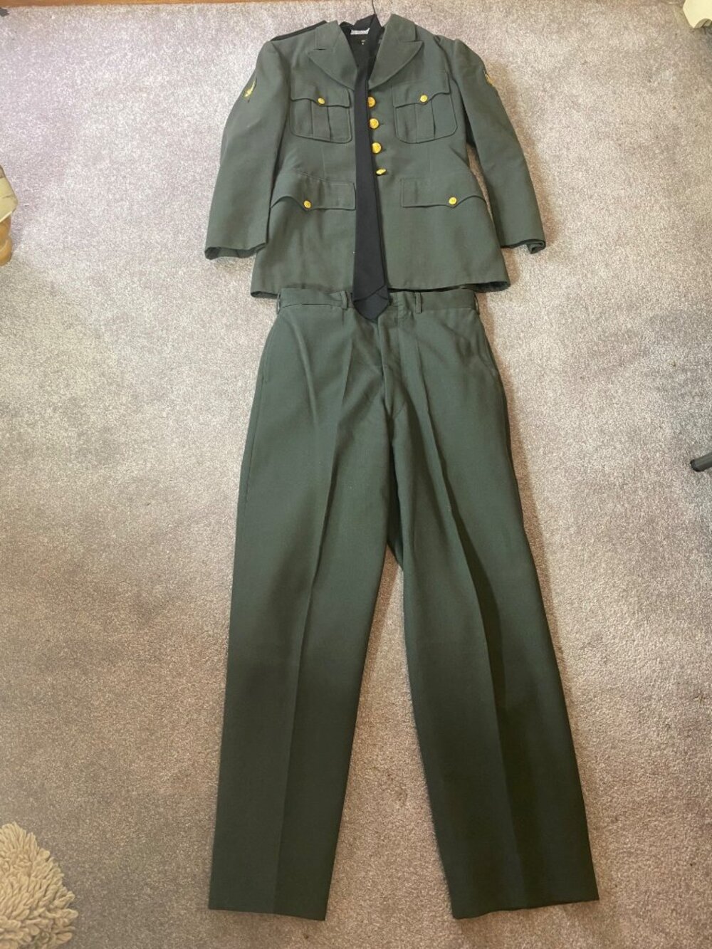 Vintage 1960's U.S. Army Green Dress Uniform Jacket & Pants Set 38R